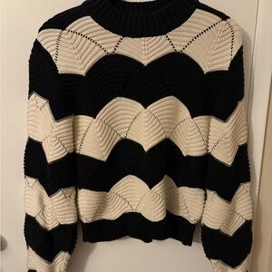 Cleobella Black and White Chevron Knit Sweater